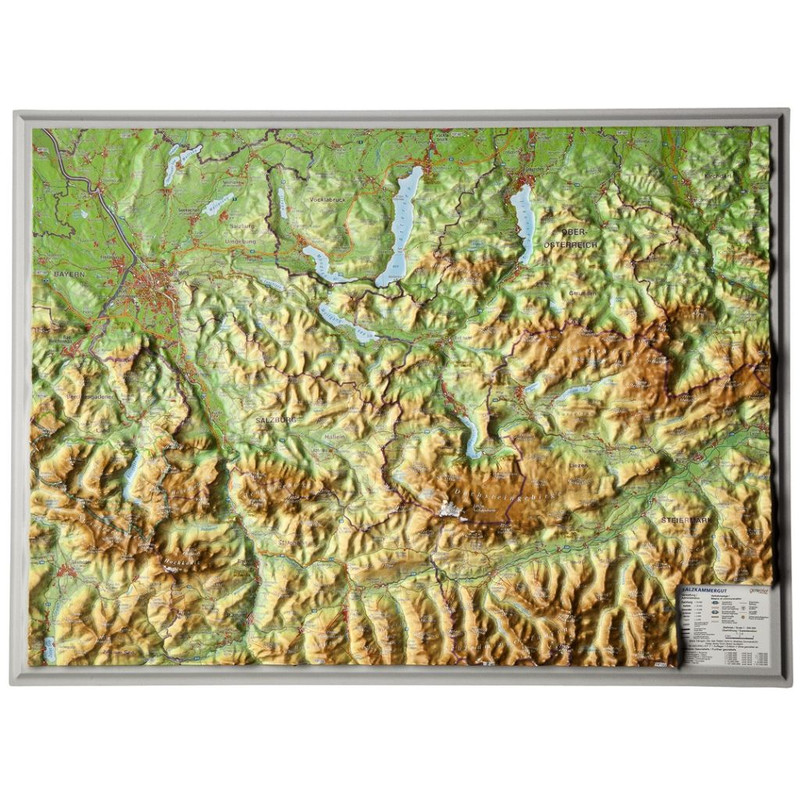 Georelief Salzkammergut pequeno, mapa 3D em relevo