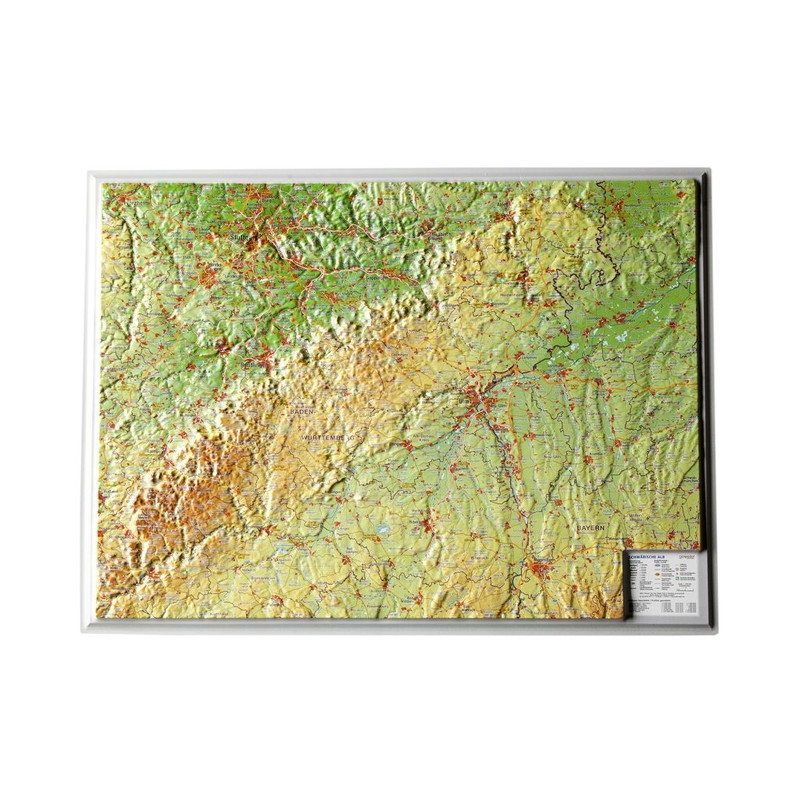 Georelief Alb pequeno da Suábia, mapa 3D em relevo