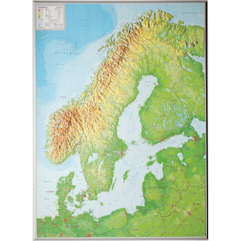 Georelief Mapa regional Escandinávia
