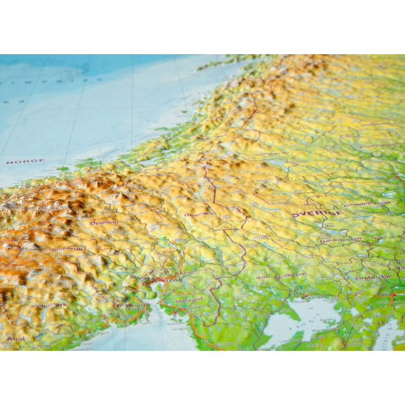 Georelief Mapa regional Escandinávia