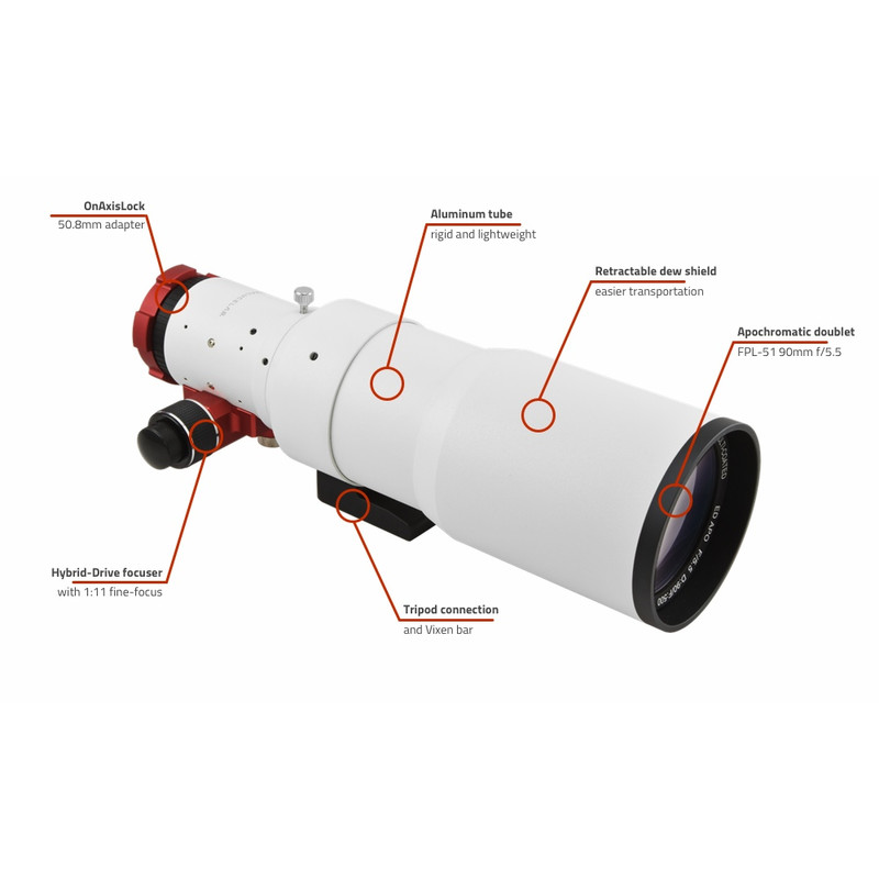 PrimaLuceLab Refrator apocromático AP 90/500 Airy ED90 OTA