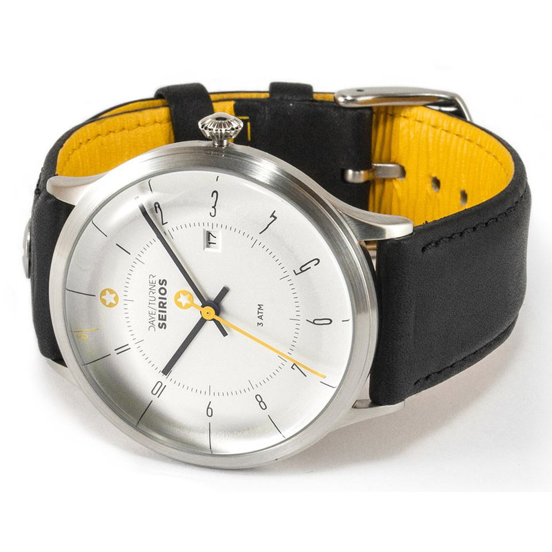 DayeTurner Relógio SEIRIOS men's analogue watch, silver - black leather strap
