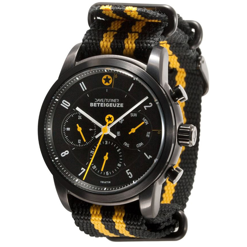 DayeTurner BETEIGEUZE relógio de homem analógico prata - nylon preto / amarelo