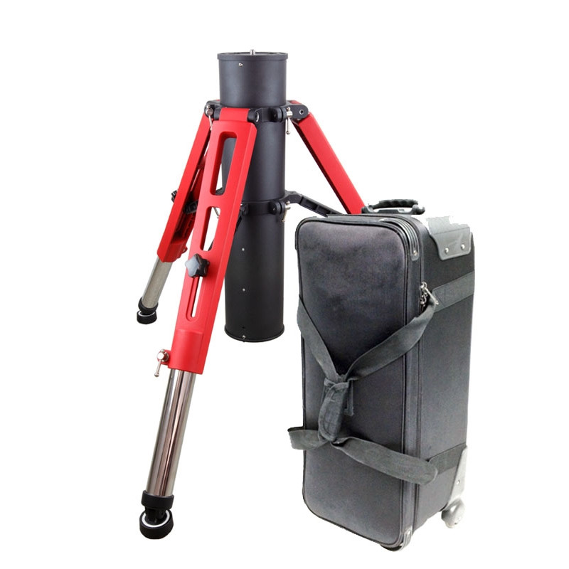 iOptron Coluna Tri-Pier portable pier on tripod, in red, with case on wheels
