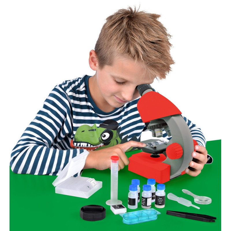 Bresser Junior Microscópio 40x-640x, vermelho