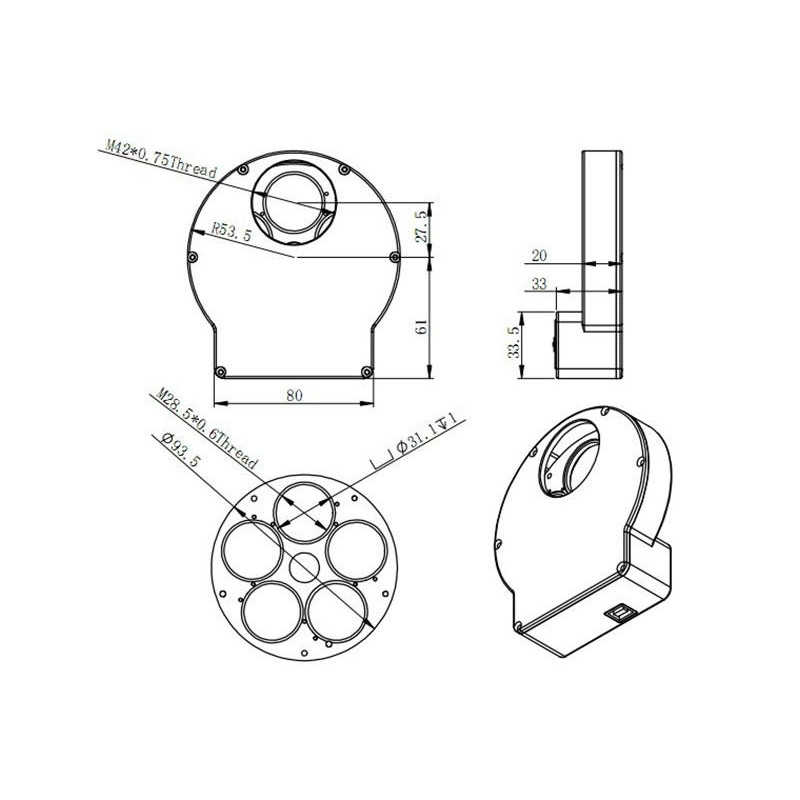 ZWO Roda de Filtros motorizada EFWmini 5x1,25"