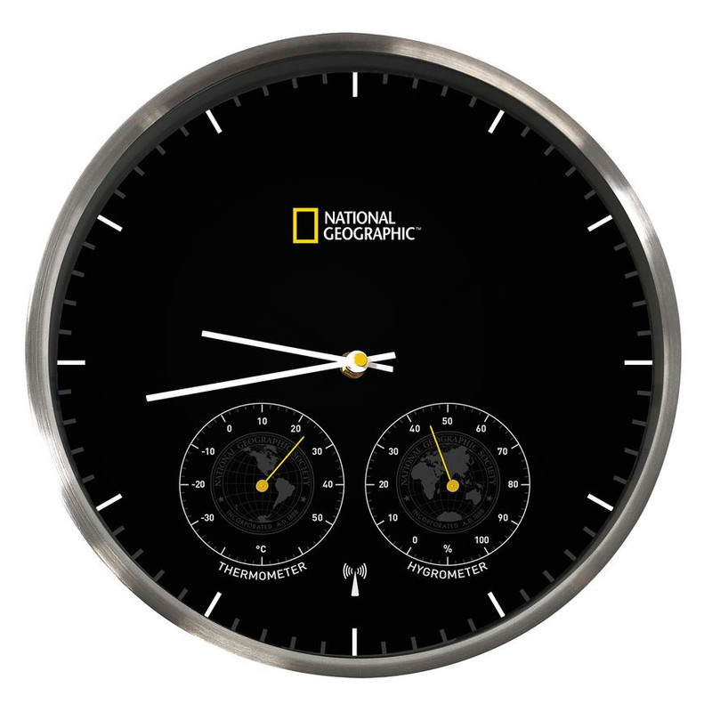 National Geographic Relógio de parede com termómetro e higrómetro