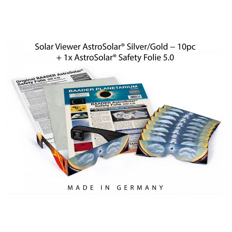 Baader Filtros solares oculares: 10xAstroSolar® Silver/Gold glasses e 1xAstroSolar film