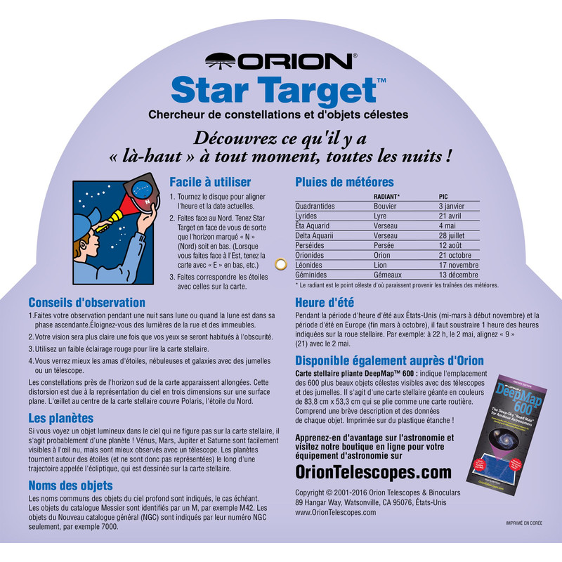 Orion Planisphère Star Target 40 à 60 degrés