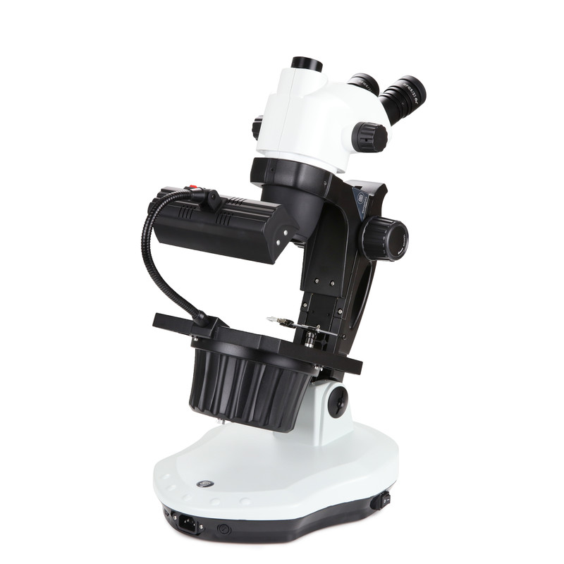 Euromex Microscópio estéreo zoom NZ.1903-GEMF, 6.7x -45x, 30W 6V halogen transmitido, luz incidente de lâmpada fluorescente de descarga de gás de 7W
