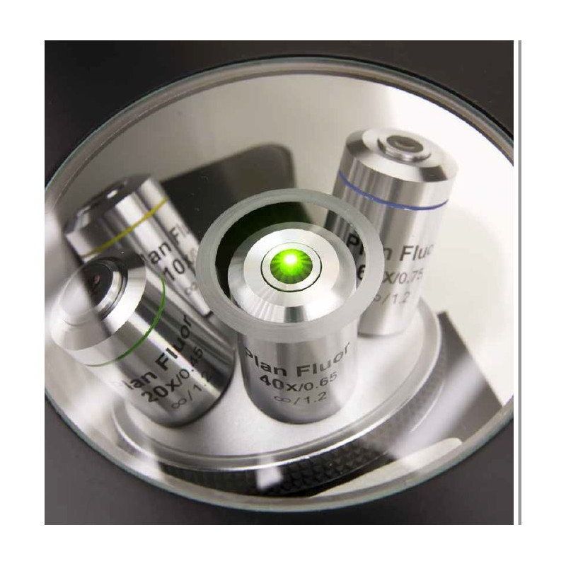 Optika Microscópio IM-3FL4-SWIV, trino, inverso, FL-HBO, filtro B&G, IOS LWD U-PLAN F, 100x-400x, CH, IVD