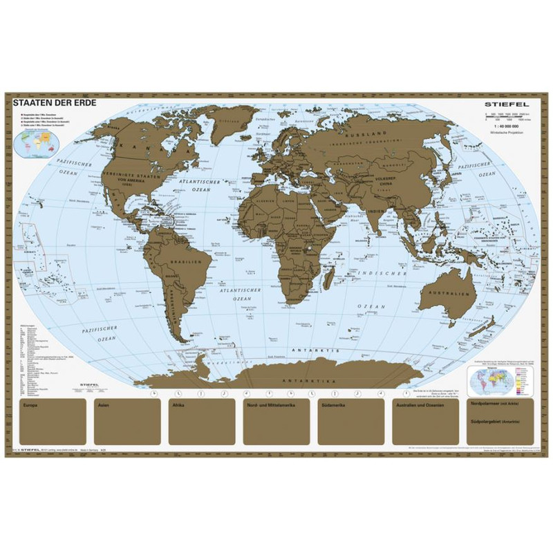 Stiefel Mapa de países do mundo para raspar (95 x 66 cm)