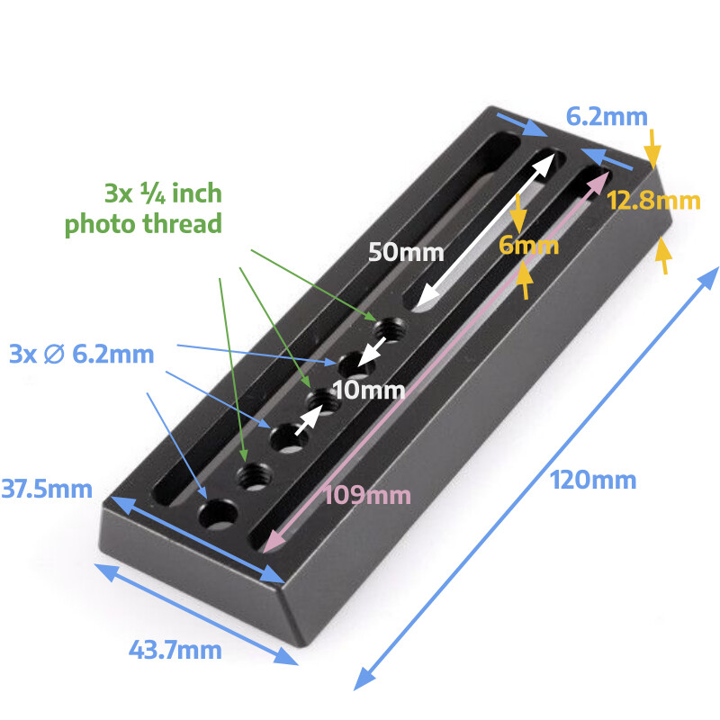ASToptics Encaixe de câmara estilo V Universal de 120 mm