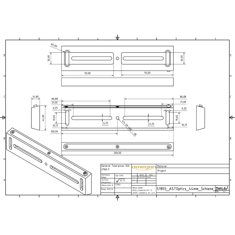 ASToptics PLACA MELHORADA ESTILO VIXEN, 200MM