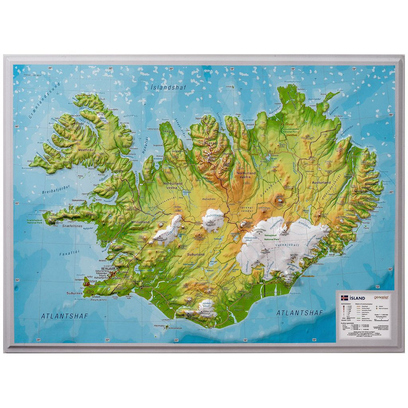 Georelief Mapa 3D em relevo da Islândia (pequeno)