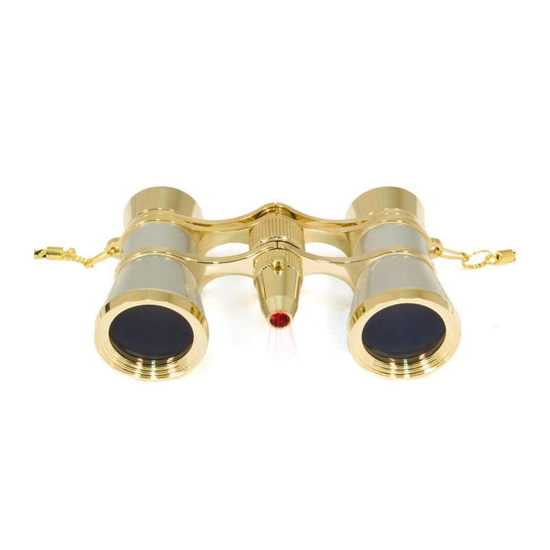 Levenhuk Óculos de ópera Broadway prateados de 3x25, com lâmpada e corrente LED