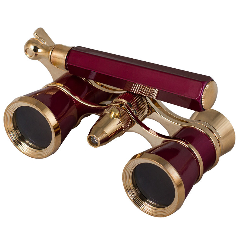 Levenhuk Binóculos de ópera Broadway 3x25 vermelho com lorgnette e luz LED