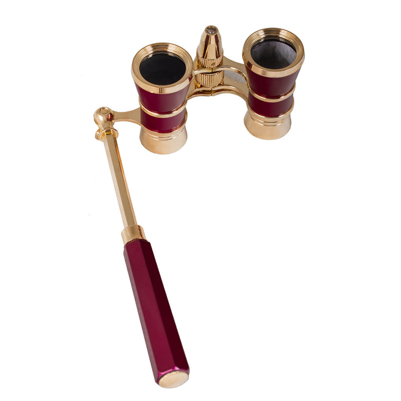 Levenhuk Binóculos de ópera Broadway 3x25 vermelho com lorgnette e luz LED