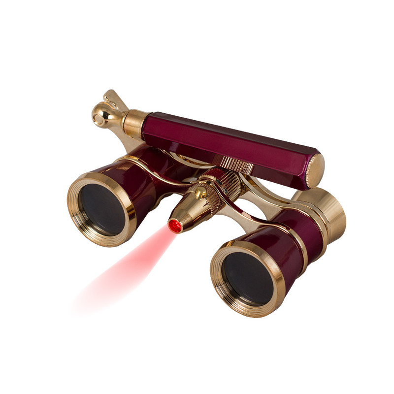 Levenhuk Binóculos de ópera Broadway 3x25 vermelho com lorgnette e luz LED