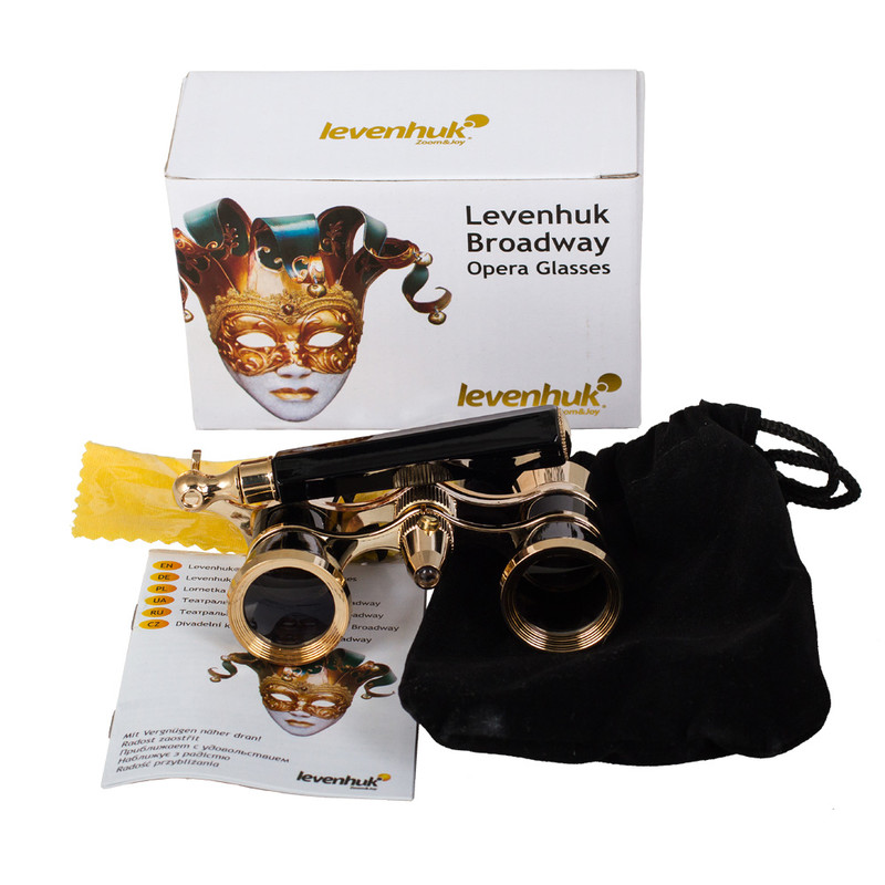 Levenhuk Binóculos de ópera Broadway 3x25 preto com lorgnette e luz LED
