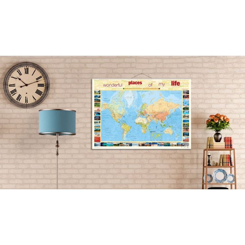 Bacher Verlag Mapa mundial World map for your journeys "Places of my life" large including NEOBALLS