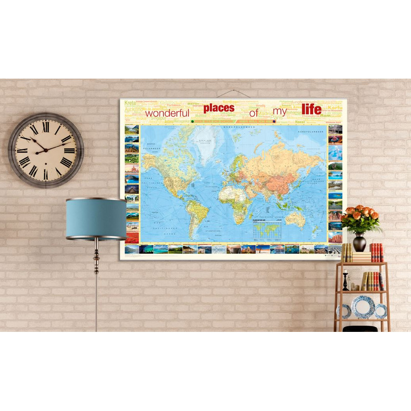 Bacher Verlag Mapa-mundo de viagens Lugares da minha vida grande incl. Neoballs