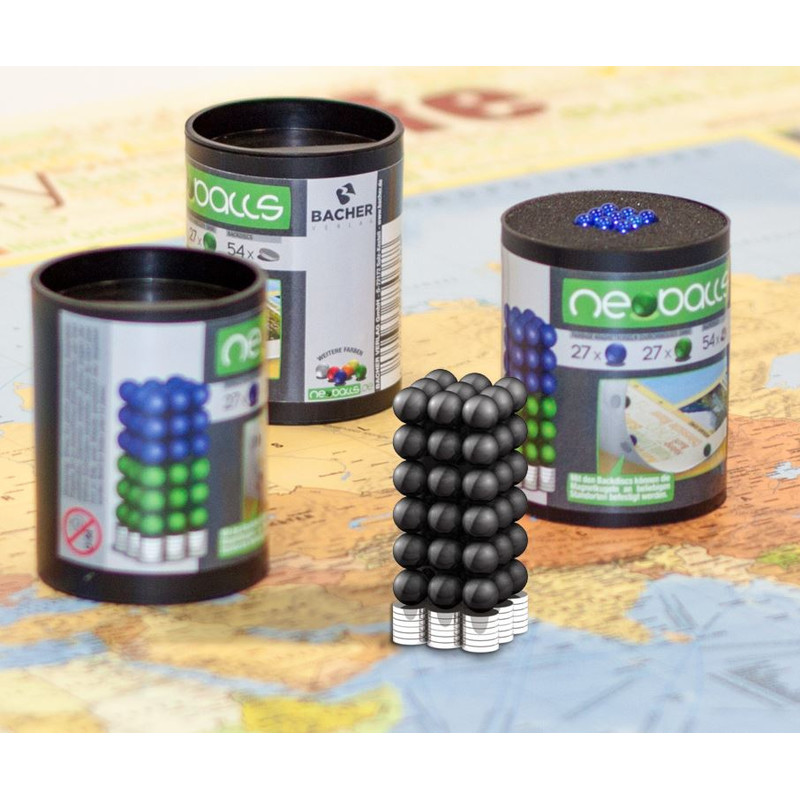 Bacher Verlag Conjunto de bolas magnéticas Neoballs 54 peças preto
