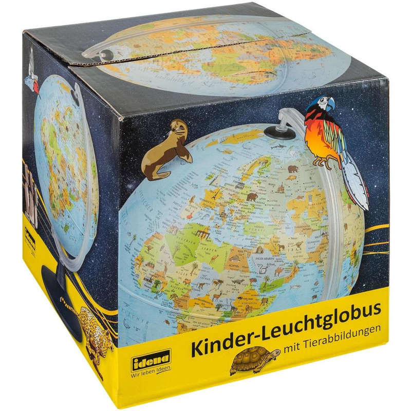 Idena Globos para crianças Globo terrestre iluminado com ilustrações de animais 30 cm