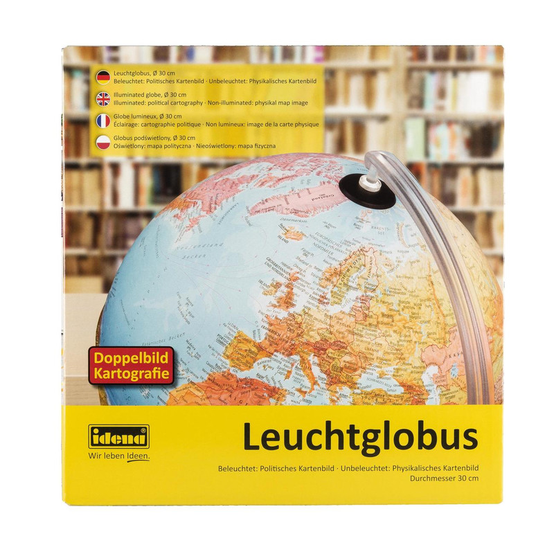 Idena Globo terrestre iluminado com cartografia de dupla imagem 30 cm