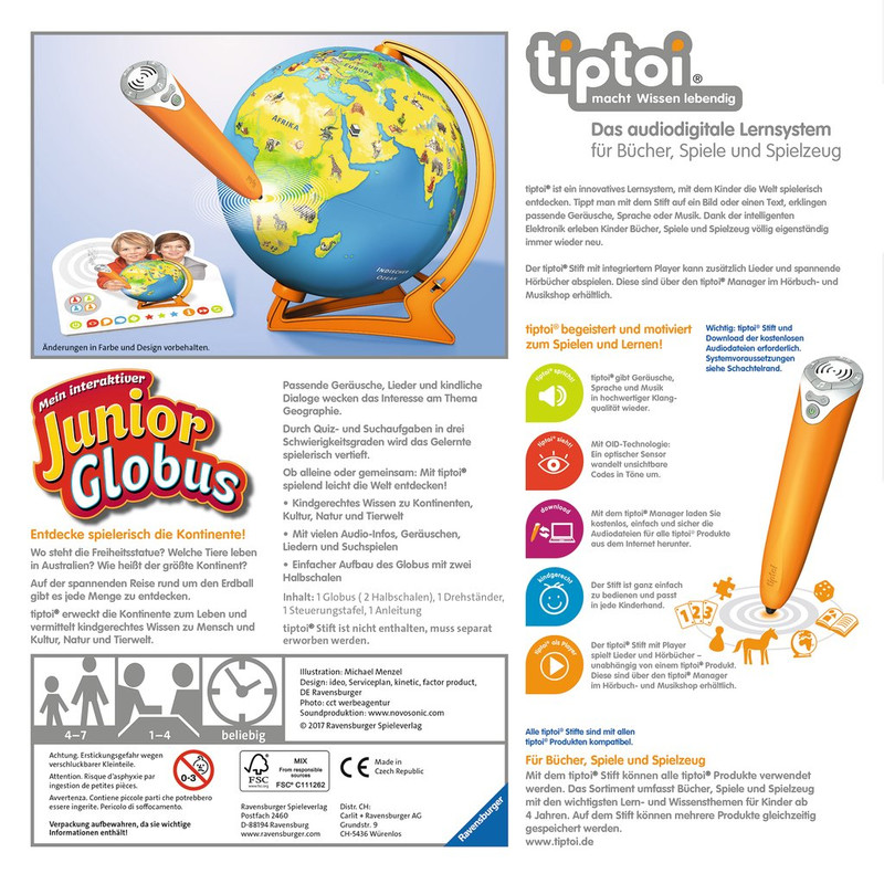 tiptoi Globos para crianças Globo interativo Junior 23cm