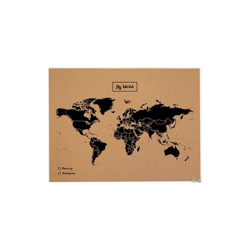Miss Wood Mapa mundial Woody Map Natural Cork XL black