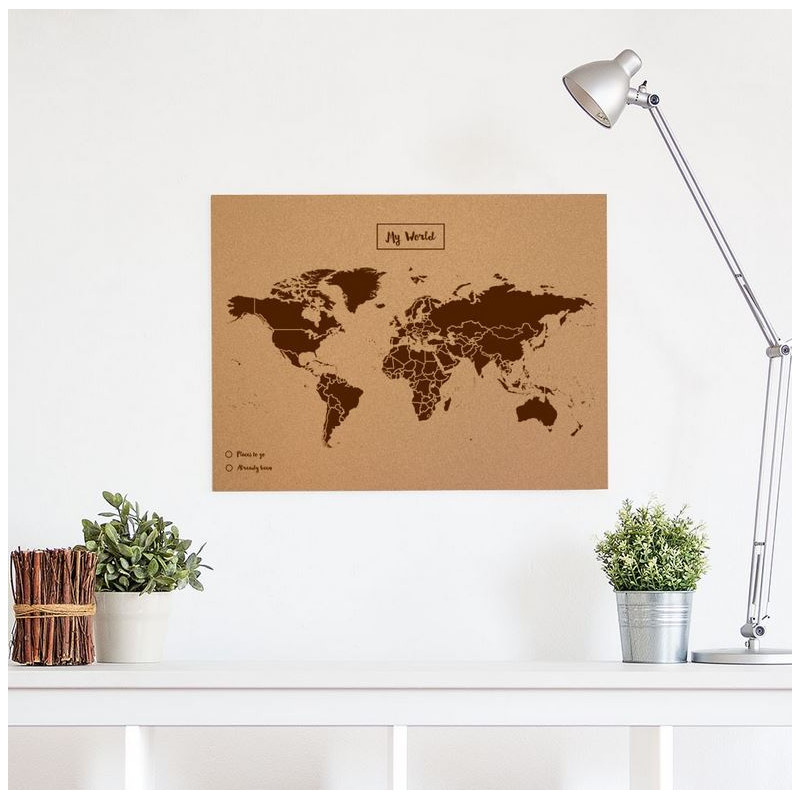 Miss Wood Mapa mundial Woody Map Natural Cork L brown