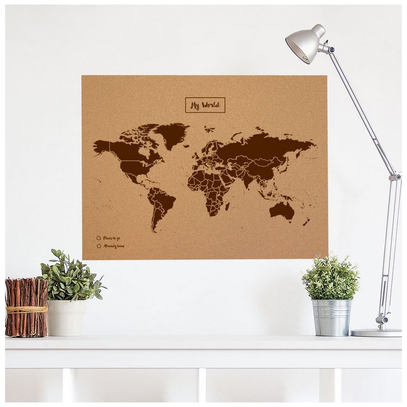 Miss Wood Mapa mundial Woody Map Natural Cork XL brown