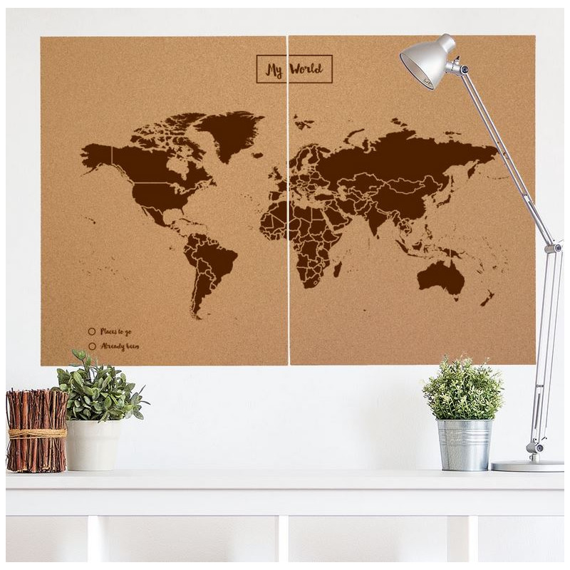 Miss Wood Mapa mundial Woody Map Natural Cork XXL brown