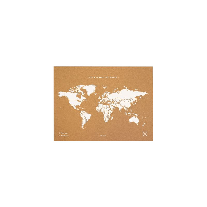 Miss Wood Mapa mundial Woody Map Natural Cork L white