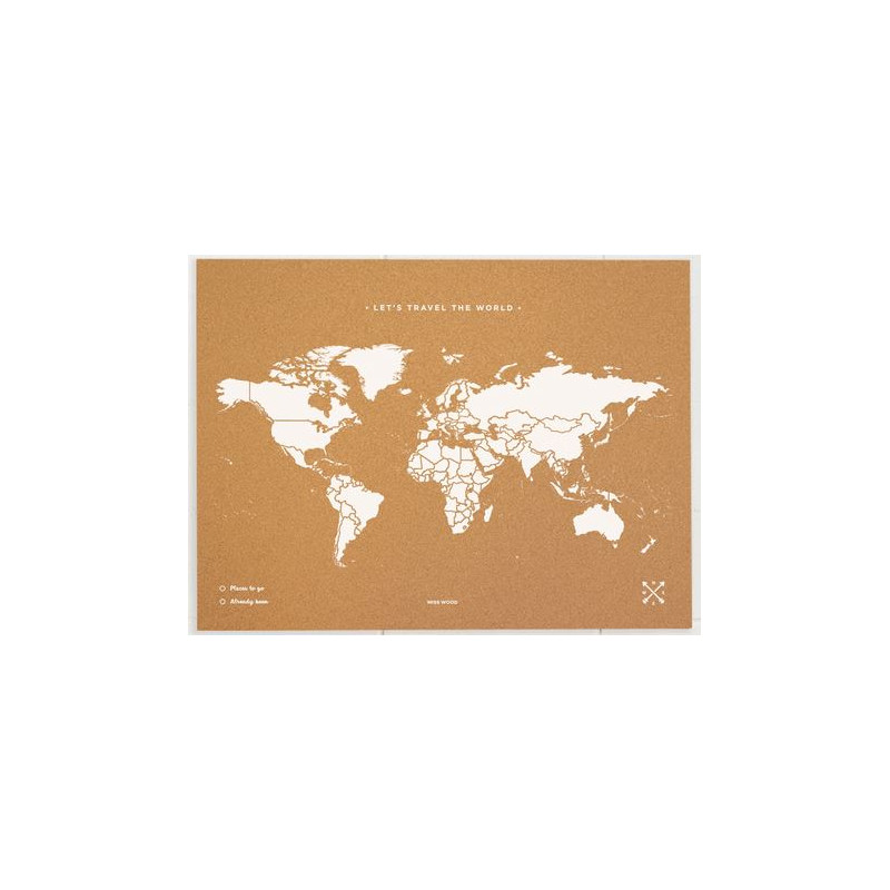 Miss Wood Mapa mundial Woody Map Natural Cork XL white