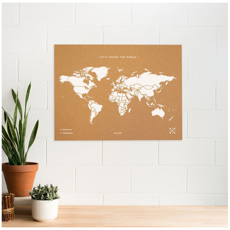 Miss Wood Mapa mundial Woody Map Natural Cork XL white