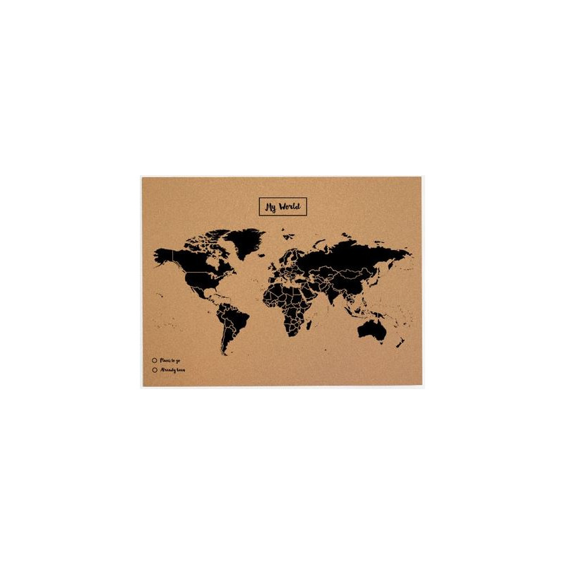 Miss Wood Mapa mundial Woody Map Natural Cork L black