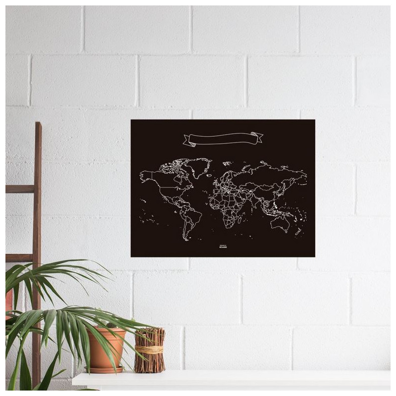Miss Wood Mapa mundial Chalkboard L