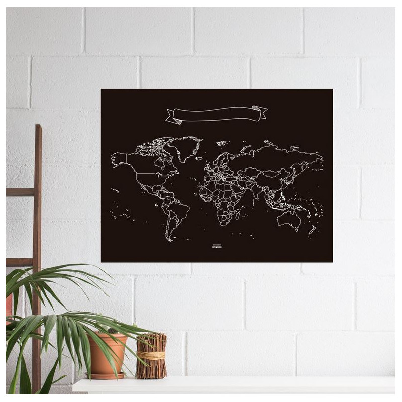 Miss Wood Mapa mundial Chalkboard XL