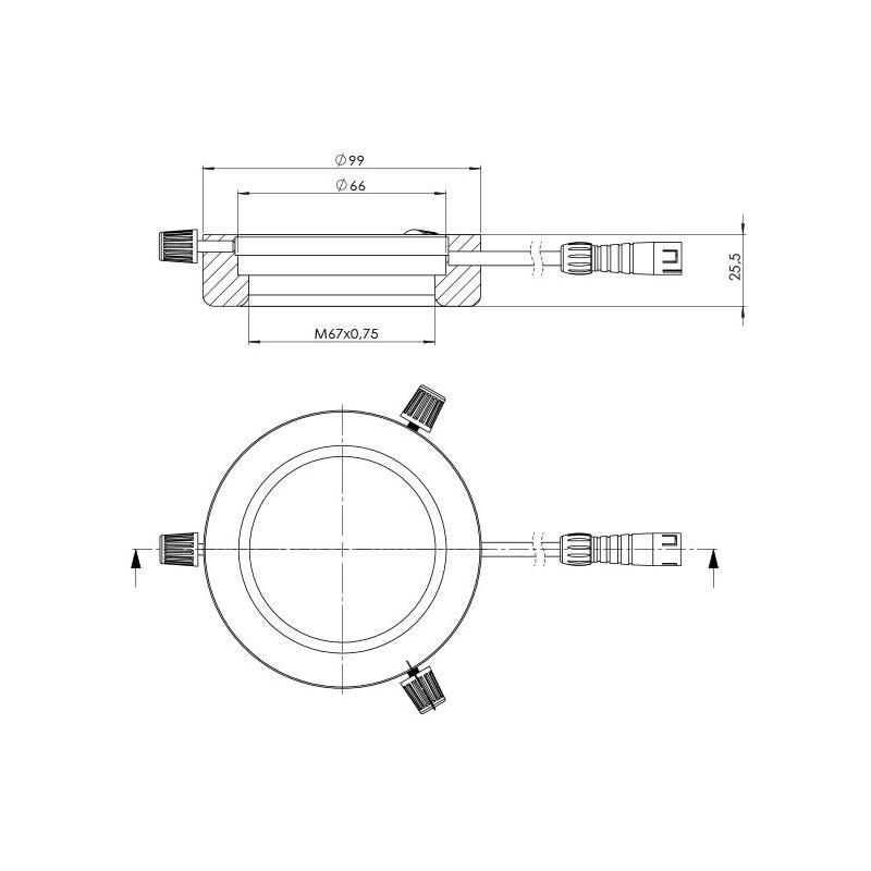 StarLight Opto-Electronics RL4-66-S4 WW, segmento, branco quente (3.500 K), Ø 66mm