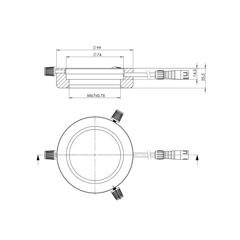 StarLight Opto-Electronics RL4-74-S4 R, segmento, vermelho (620 nm), Ø 74mm