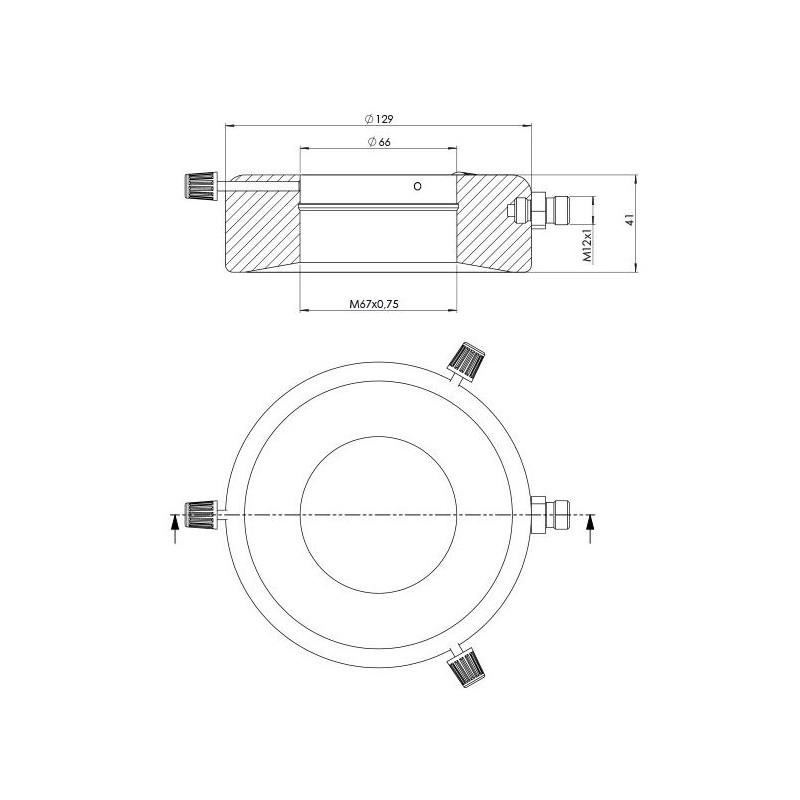 StarLight Opto-Electronics RL12-10s-24V WW, spot, branco quente (3000K), Plugue M12 (4 pinos), Ø 66mm