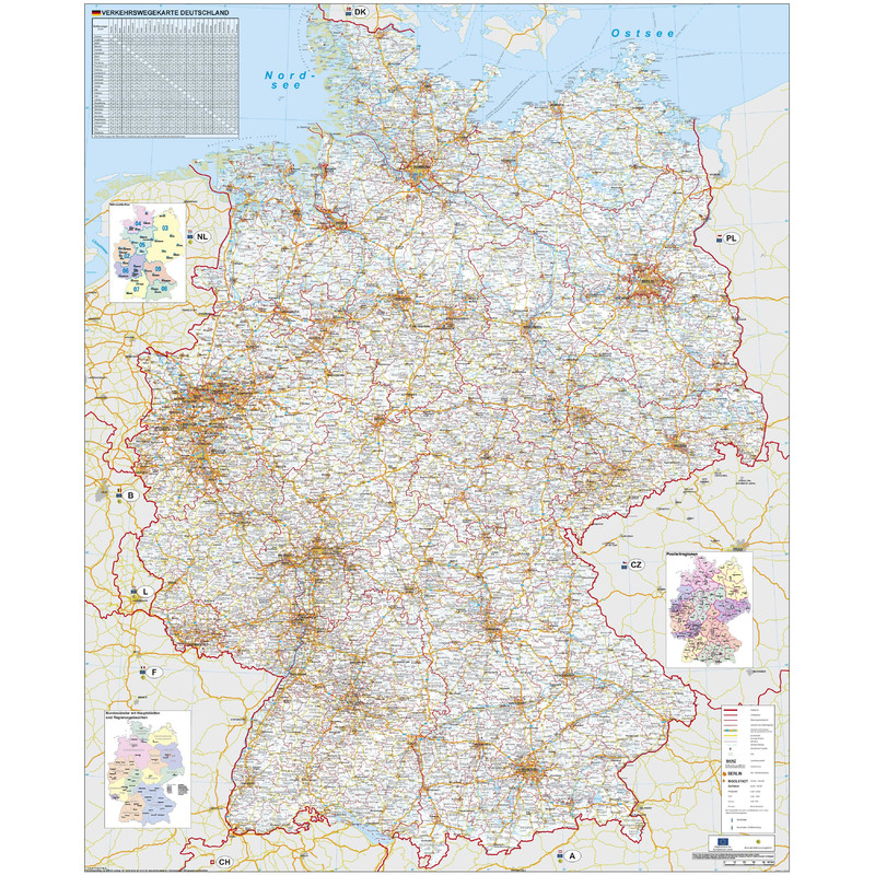 Stiefel Mapa Verkehrswegekarte Deutschland mit Metallleisten