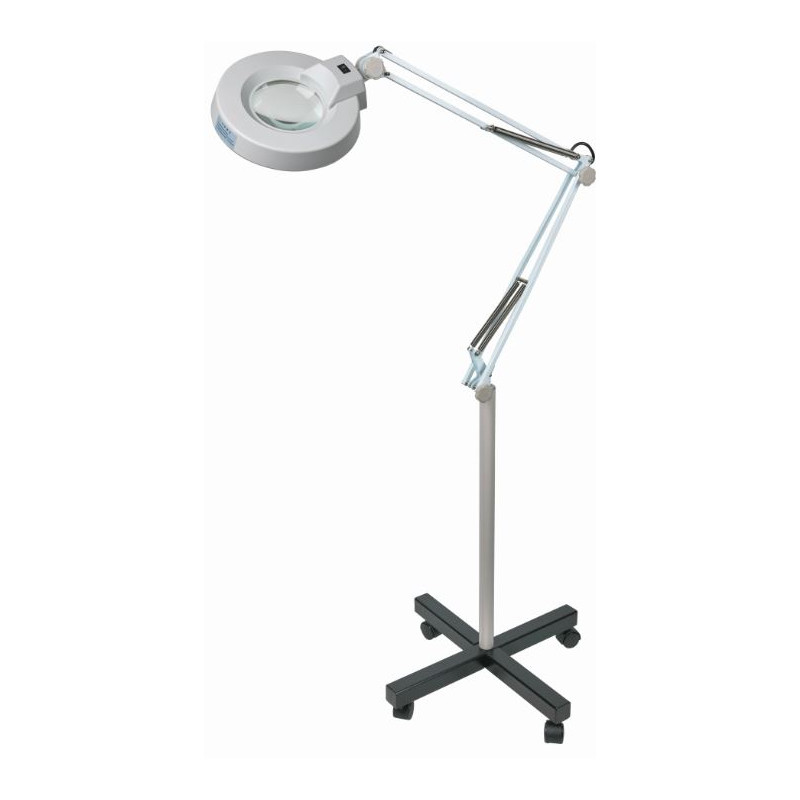 Schweizer Lupa Lâmpada de ampliação com braço de tesoura, base de rolo, 2x/Ø125mm, biconvexa, 22W