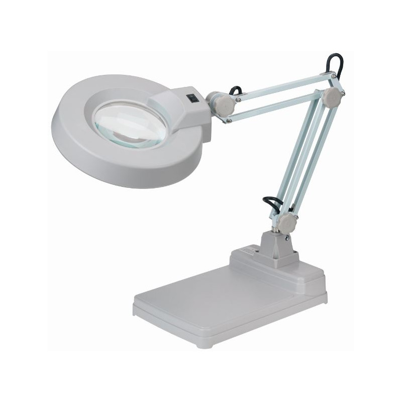Schweizer Lupa Lâmpada de ampliação com braço de tesoura, base de mesa, 2x/Ø125mm, biconvexa, 22W