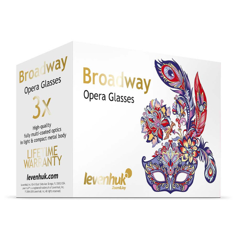 Levenhuk Binóculos de ópera Broadway 3x25 púrpura com lorgnette e luz LED