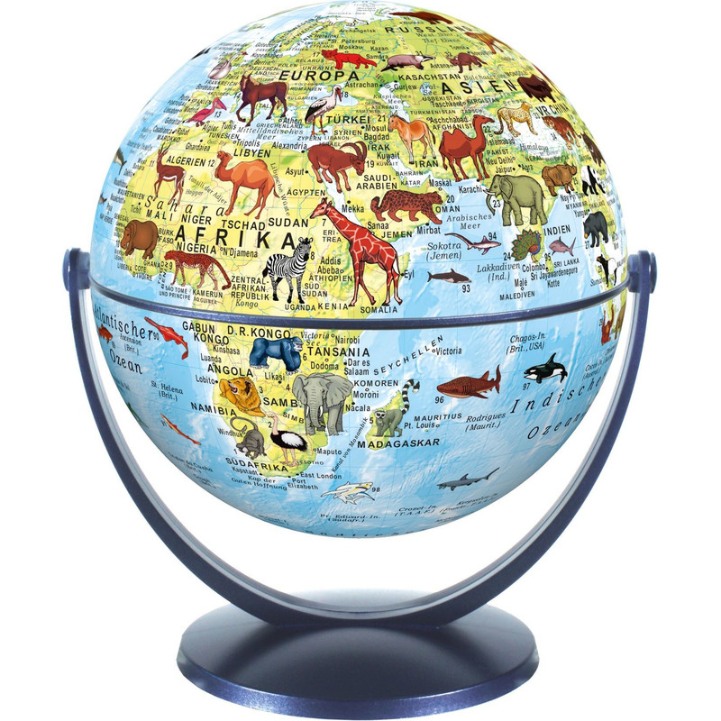 Mini-globo Mini-Globus Dreh-Schwenk Globus Welt der Tiere 15cm