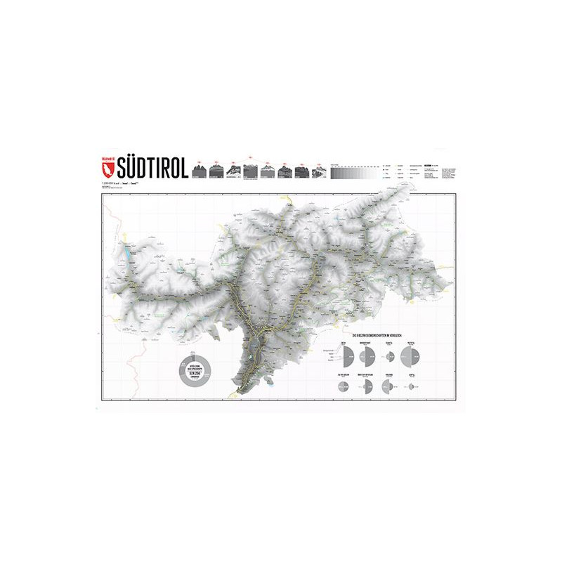 Marmota Maps Mapa do Tirol do Sul em cinzento