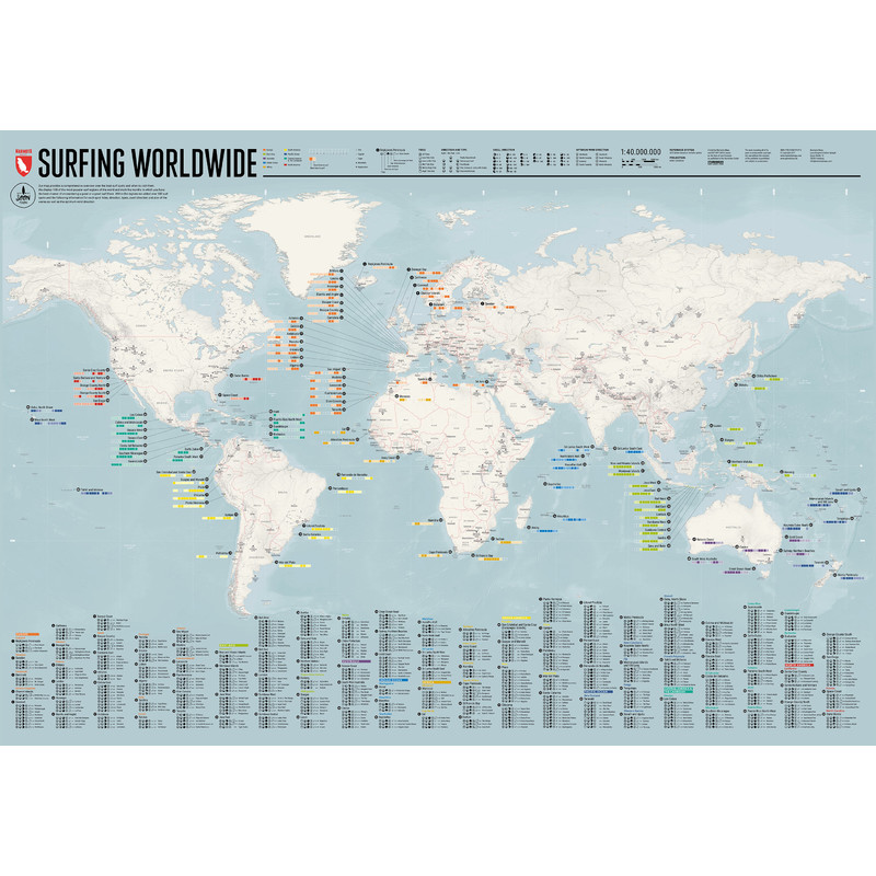 Marmota Maps Mapa do mundo Surfing Worldwide (Inglês)